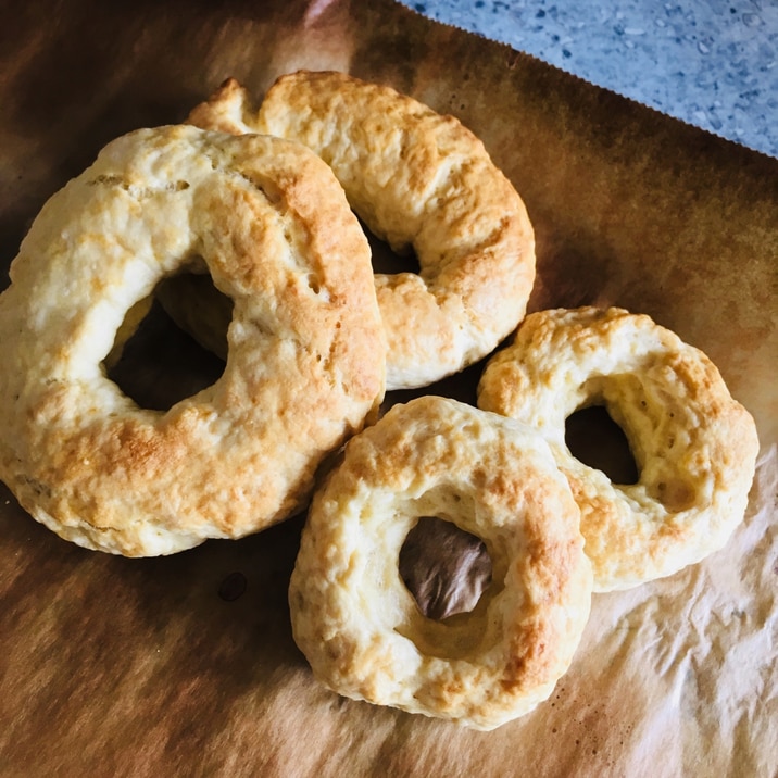 【発酵なし】小麦粉でベーグル風パン